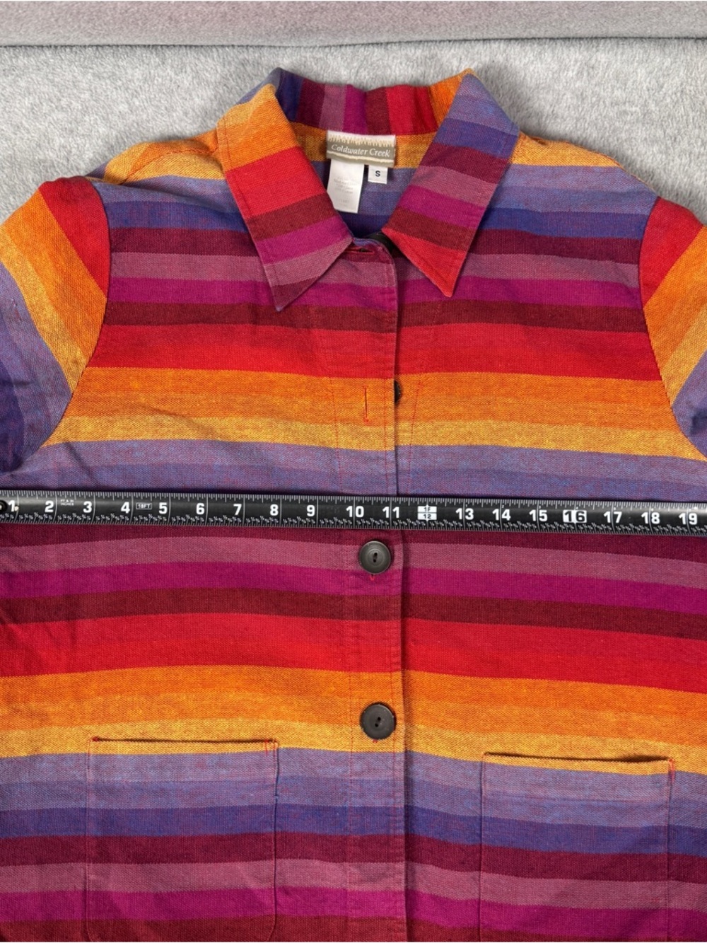 Coldwater Creek Size Small Cotton Linen Blend Striped Multicolor Women’s Jacket - Picture 9 of 14